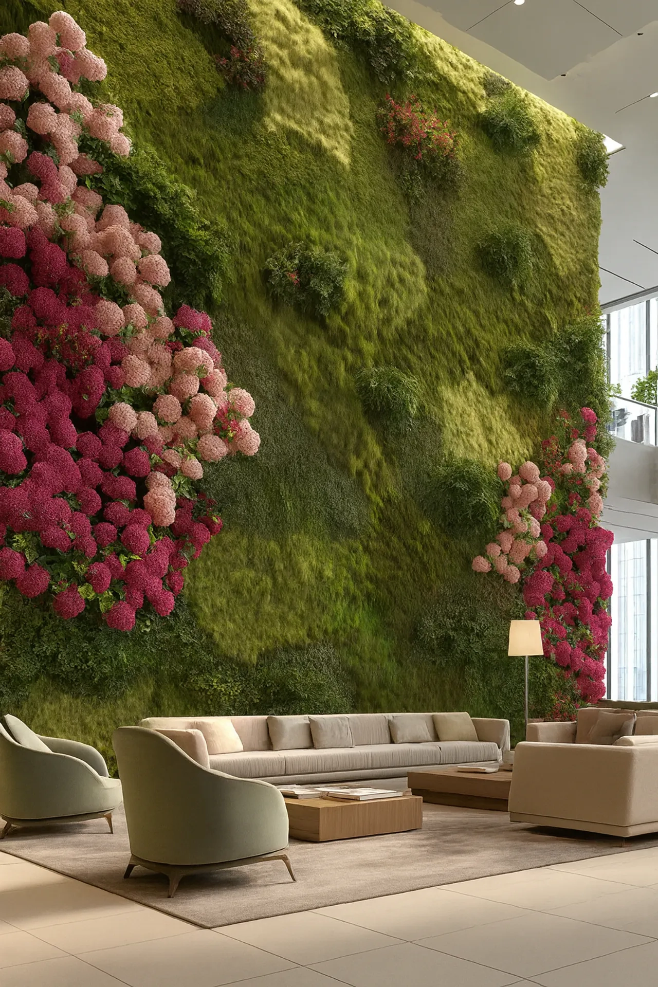Mur végétal à l’accueil du bureau — Aménagement végétal mural par MOOSMOOS