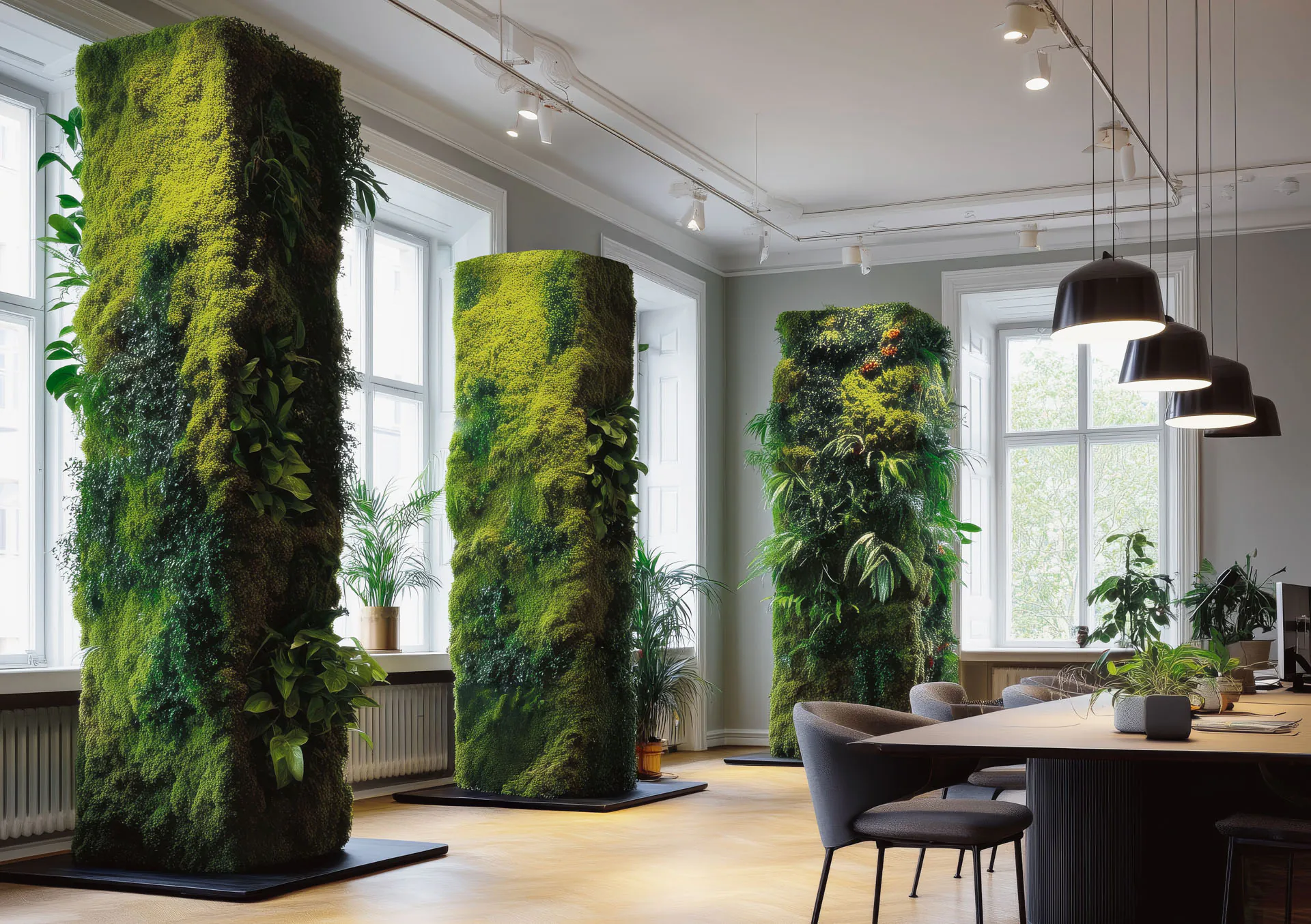Cloison acoustique en mousse — cloison autoportante dans un espace d’accueil moderne