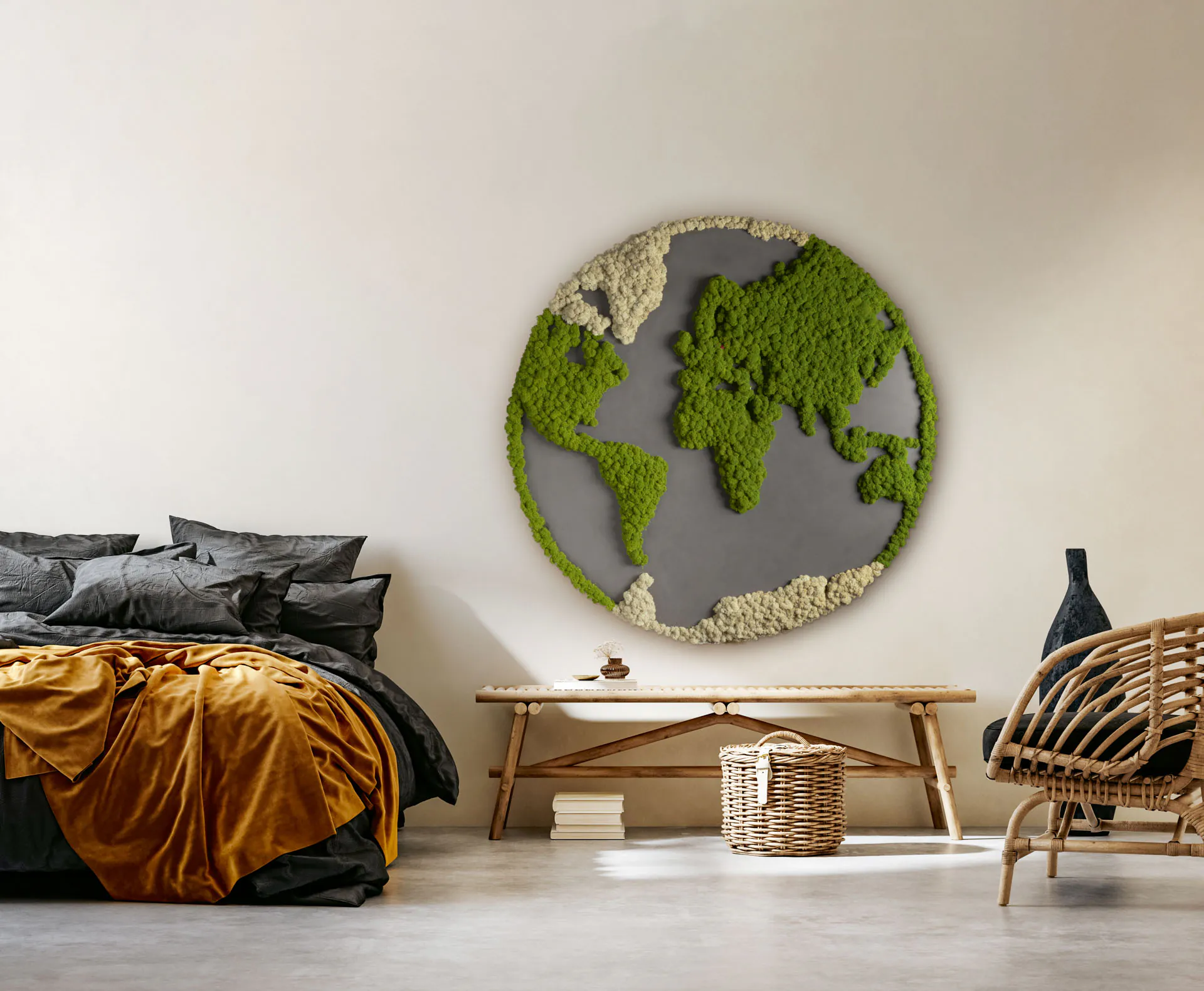 Tableau en mousse représentant une carte du monde, à accrocher au mur