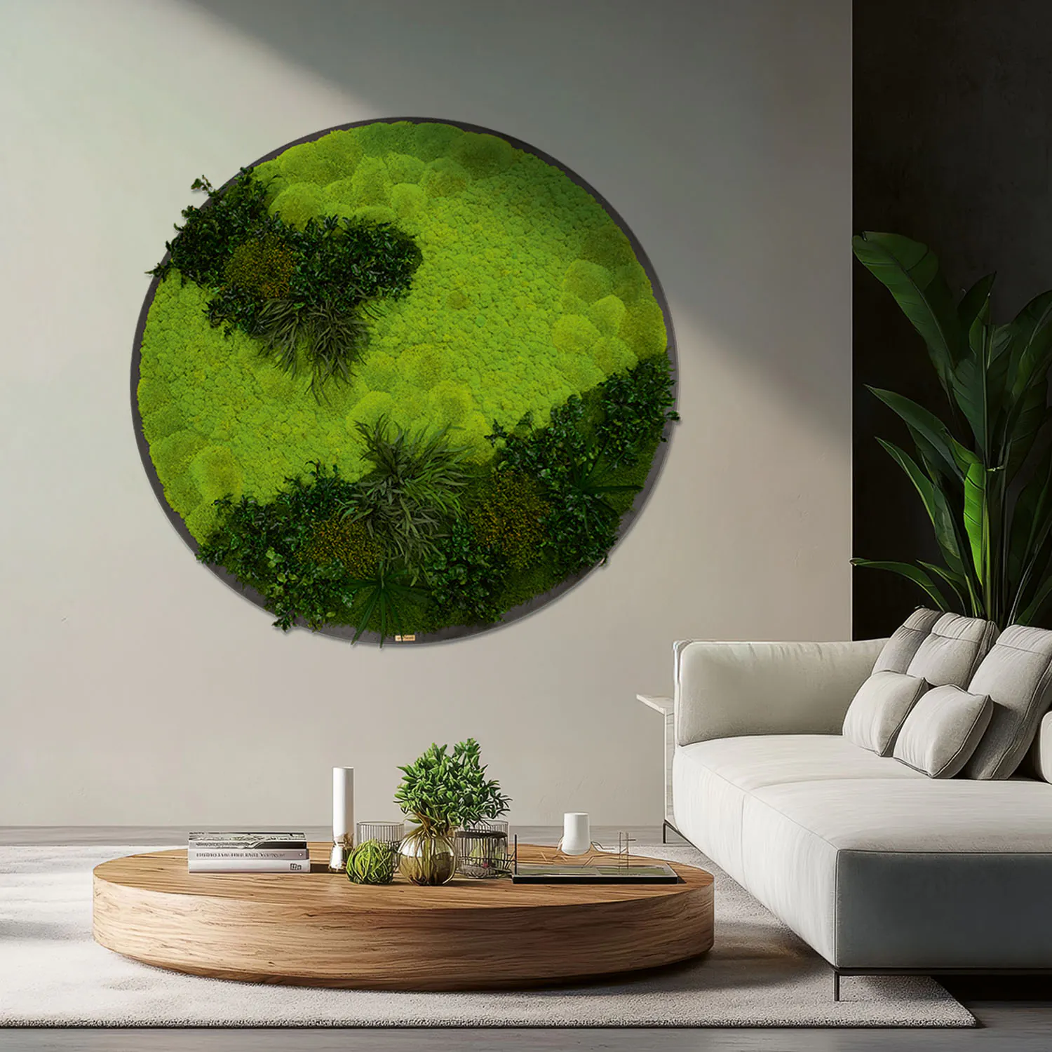 Tableau en mousse au-dessus du canapé — Tableaux en mousse · Particulier
