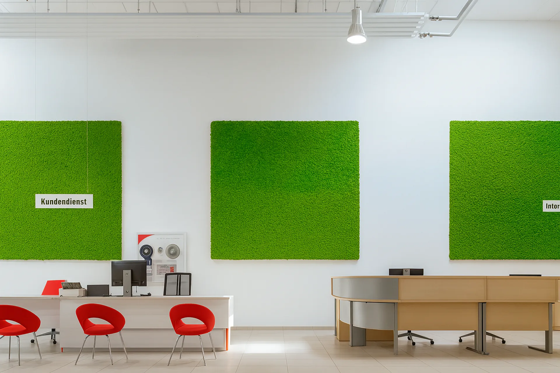 Panneau acoustique pour bureau moderne – Réception — Cloisons et solutions acoustiques par MOOSMOOS