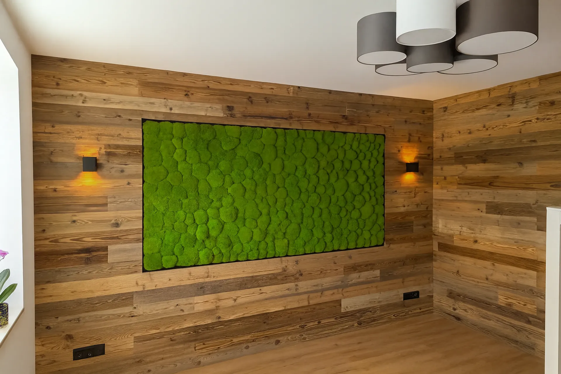Tableau en mousse pour salon, mur en bois — Tableaux en mousse de MOOSMOOS