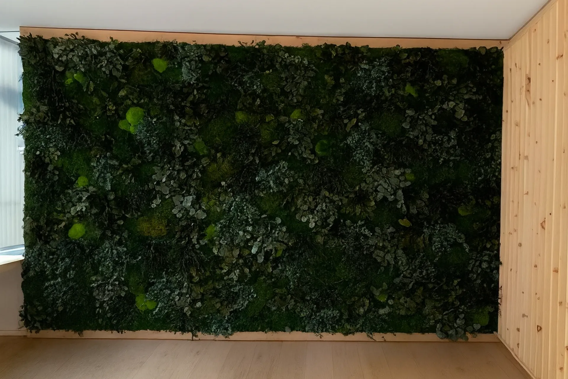 Plafond en mousse végétalisé pour bureaux modernes — Végétalisation de plafond par MOOSMOOS