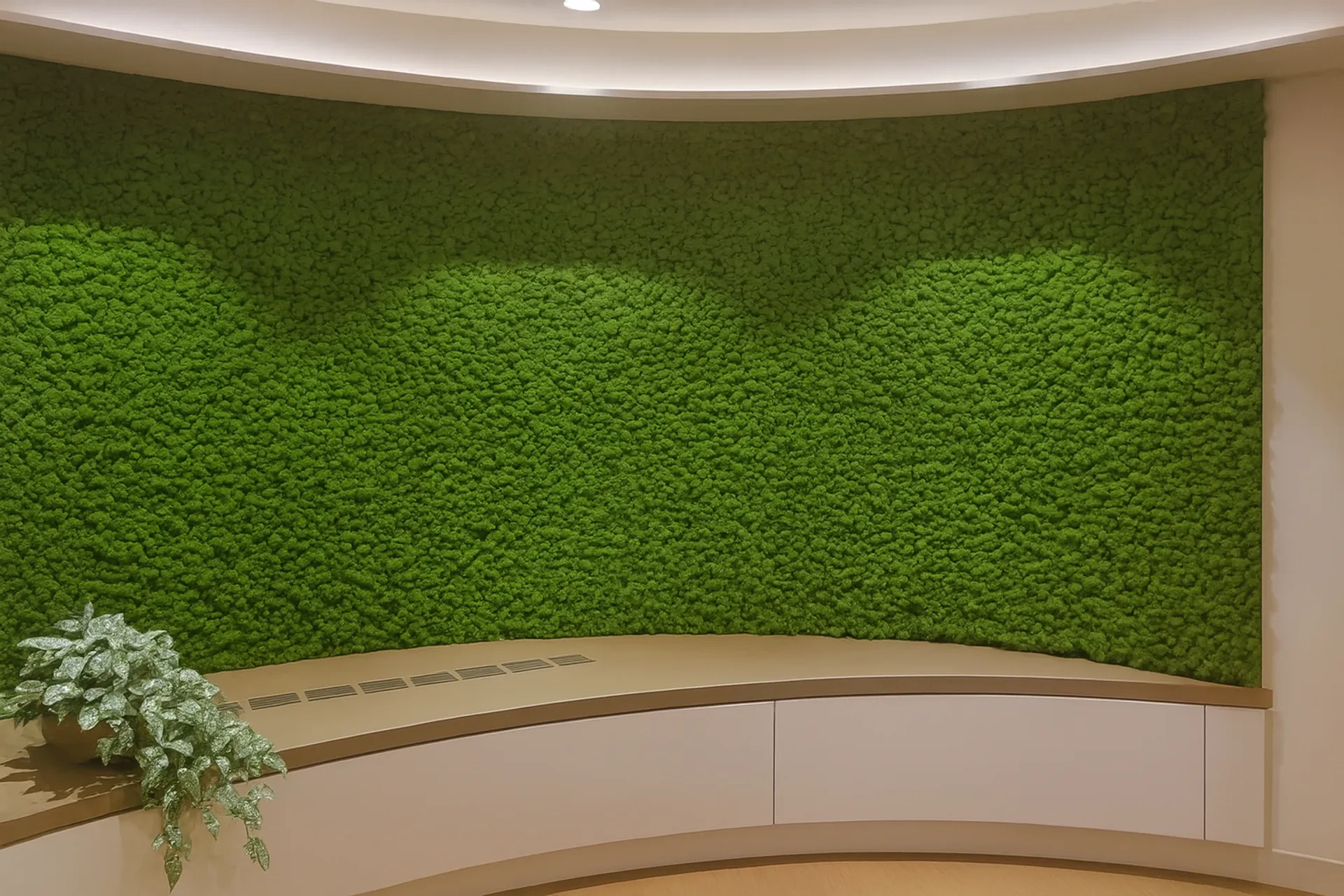 Mur en mousse pour le bureau et la réception — Installation moderne en mousse — Végétalisation murale par MOOSMOOS
