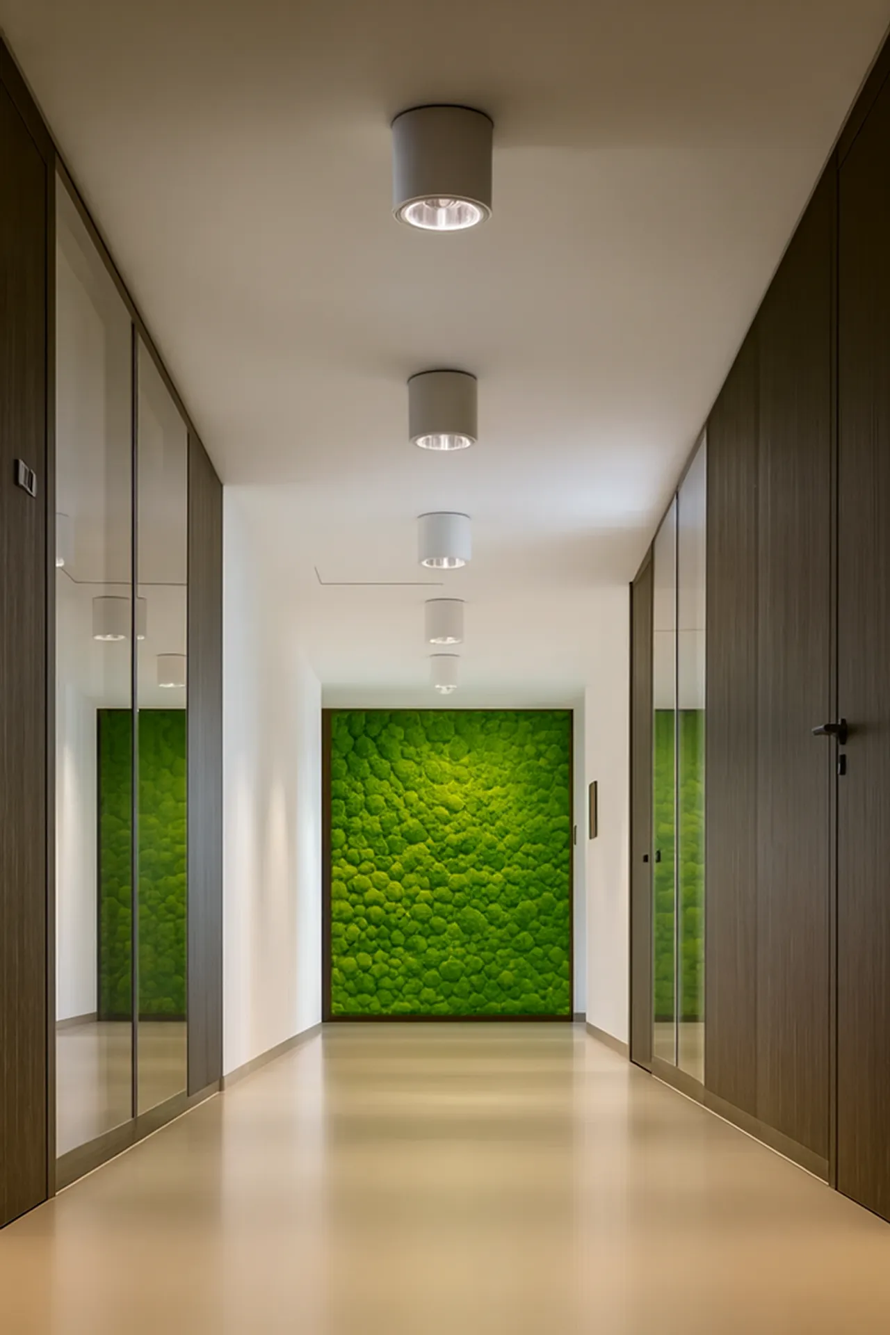 Mur en mousse dans le couloir du bureau de Ballenmoos — Aménagement végétal mural par MOOSMOOS