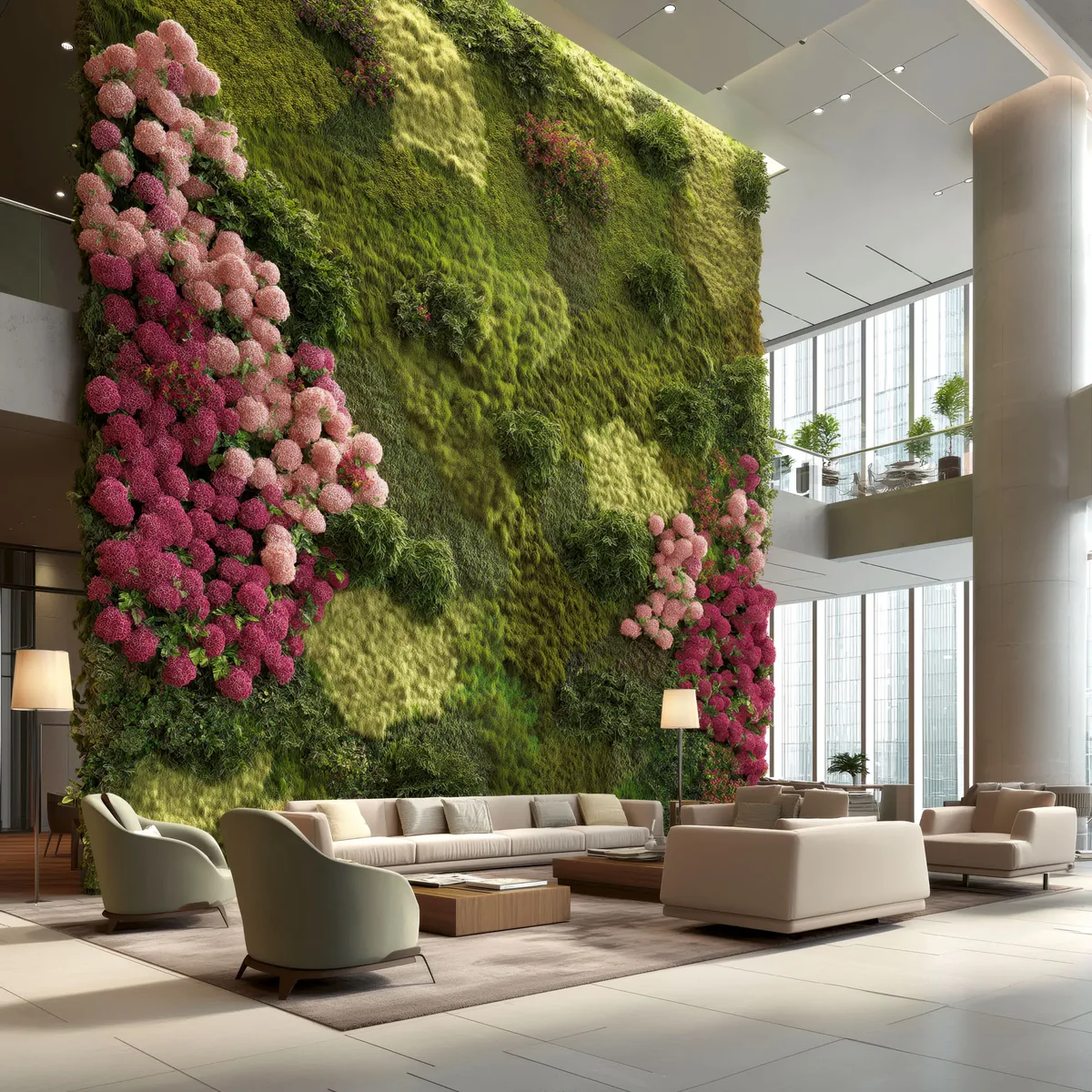 Un mur en mousse dans le hall d’un hôtel de luxe — Un projet d’envergure signé MOOSMOOS