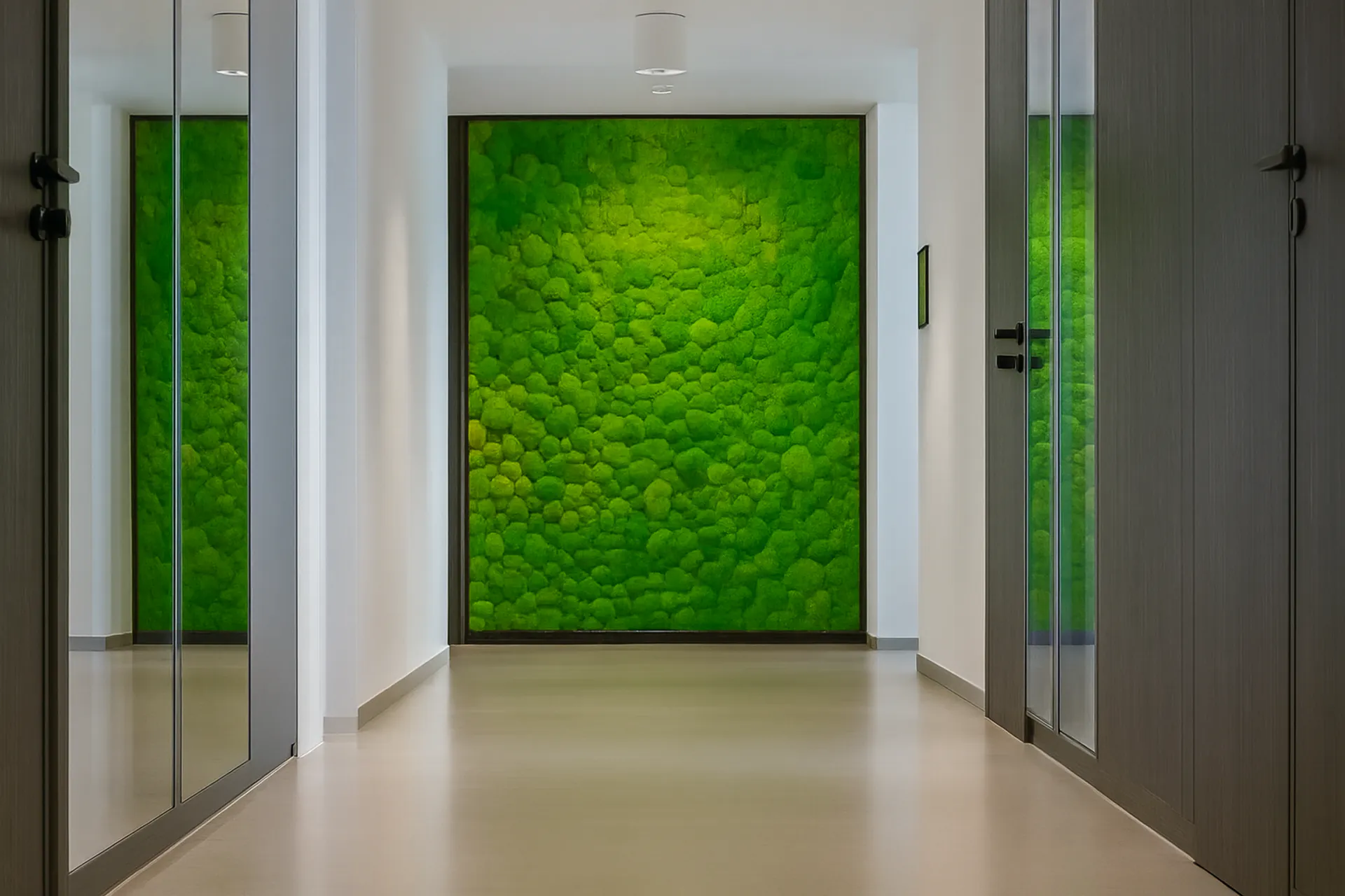 Mur en mousse pour une réception de bureau moderne — Aménagement végétal mural par MOOSMOOS