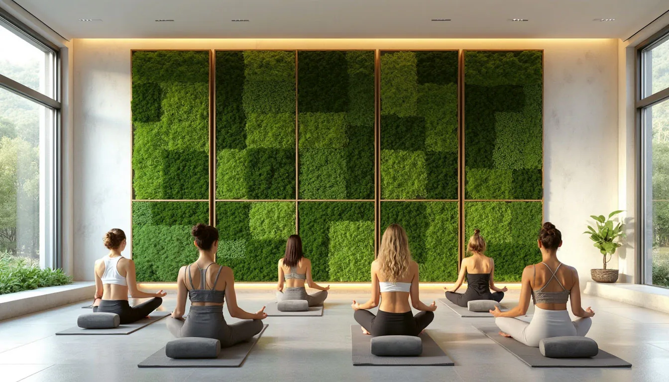 Mur en mousse Yoga Studio Wellness — Murs végétaux par MOOSMOOS